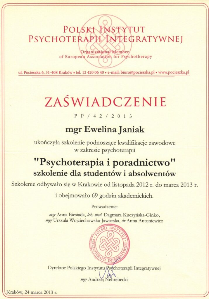 Ewelina Janiak - psychoterapia i poradnictwo