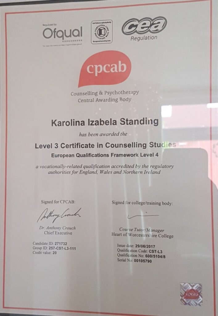 Karolina Standing - counselling studies