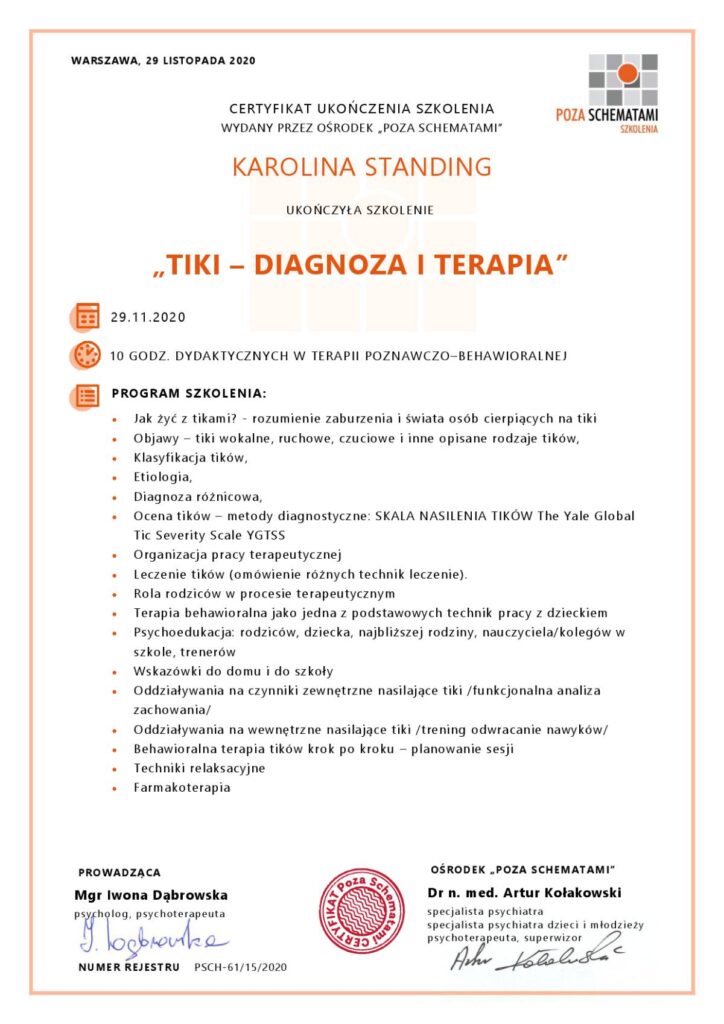 Karolina Standing - tiki diagnoza i terapia