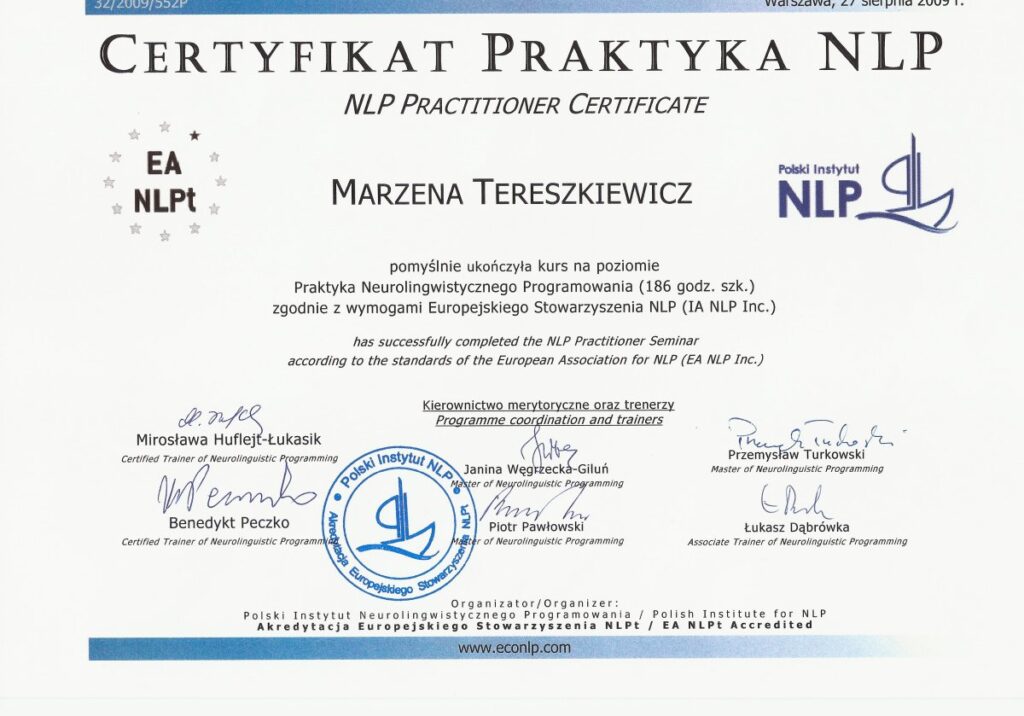 Marzena Tereszkiewicz - praktyk NLP