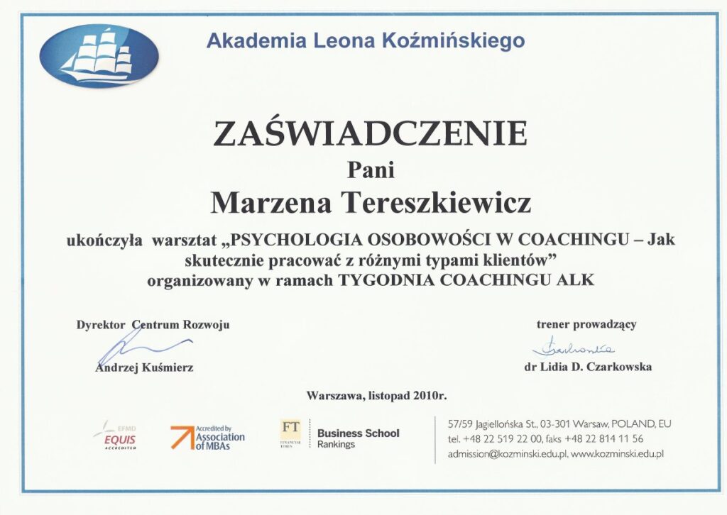 Marzena Tereszkiewicz - psychologia osobowości